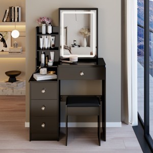Vanity Desk Modern with LED Mirror and Drawer Storage for Bedroom 29.2in -3irtyhousy - 1 of 4