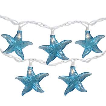 Northlight Set of 10 Blue Starfish Novelty String Lights - 9ft White Wire