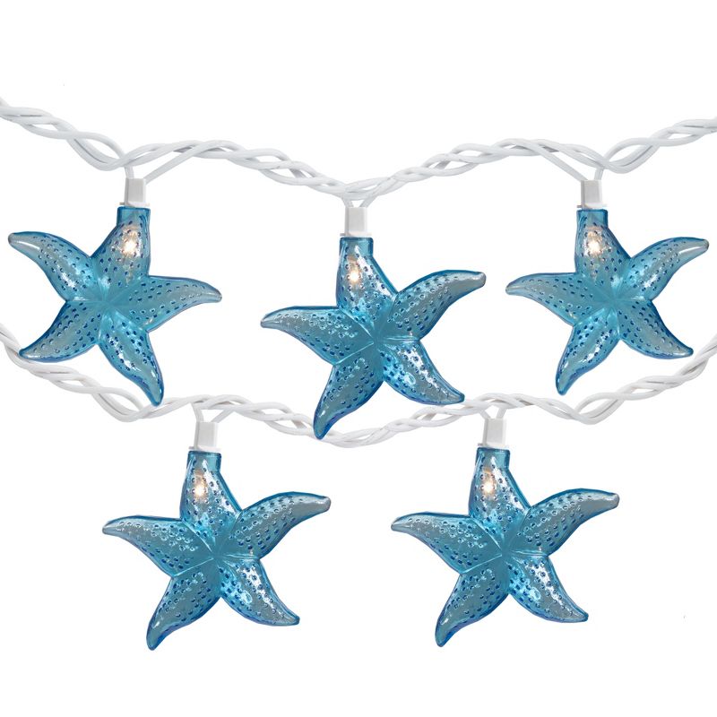 Northlight Set of 10 Blue Starfish Novelty String Lights - 9ft White Wire, 1 of 7