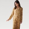 Anna-Kaci Lounge Women's Satin Pajama Set with Golden Botanical Print Long Sleeve Button Up Top and Relaxed Fit Pants - 2 of 4