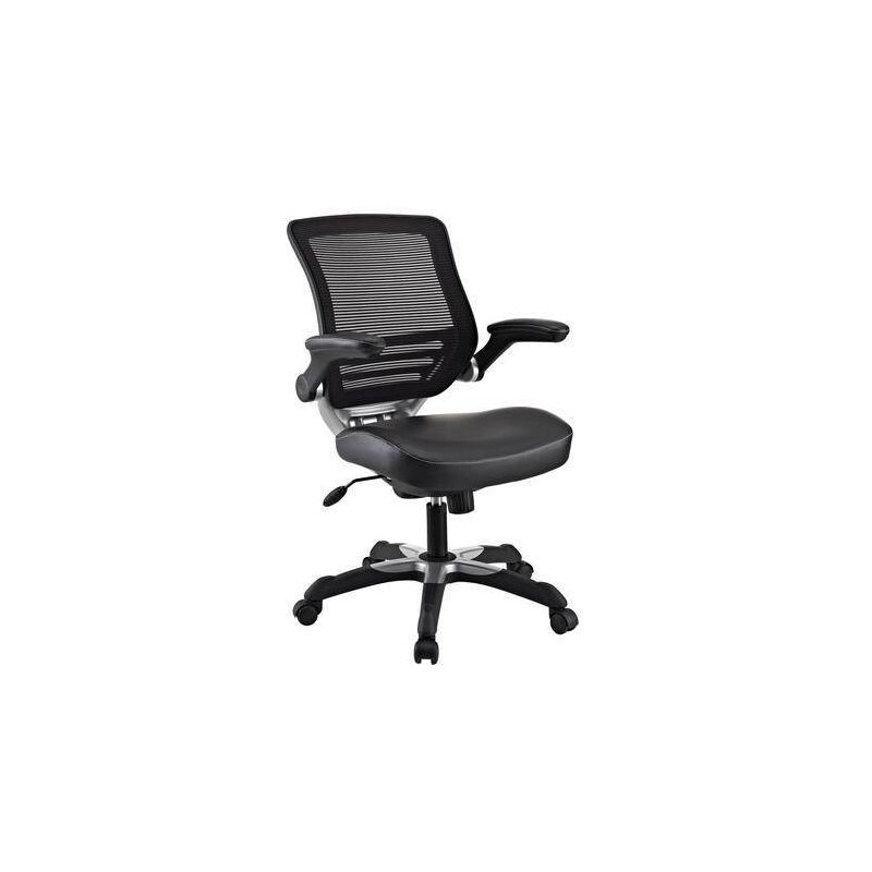 Edge Mesh Vegan Leather Seat Office Chair with Flip-Up Arms Black - Modway, 1 of 9