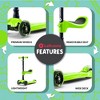 LaScoota 2-in-1 Kids Kick Scooter, Adjustable Height Handlebars and Removable Seat, 3 LED Lighted Wheels - Green - 3 of 4