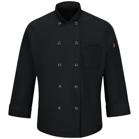 Red Kap Men's Chef Coat With Oilblok + Mimix, Black - M