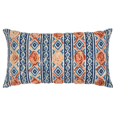 Oversize Geometric Decorative Filled Lumbar Throw Pillow Indigo - Rizzy Home