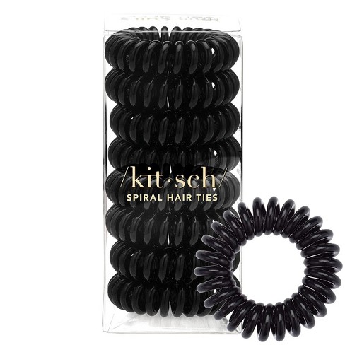 Kitsch Spiral Hair Ties 8 Pack - Black