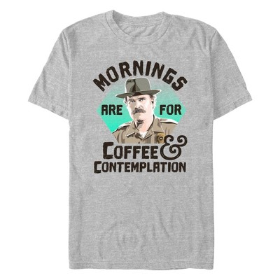 Men's Stranger Things Hopper Coffee Contemplation  T-Shirt - Athletic Heather - 2X Large