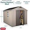 Keter Factor 8 x 11 Foot All Weather Durable Resin Outdoor Storage Shed with 2 Solid Shelves and Built-In Ventilation for Backyard Organization, Taupe - 2 of 4