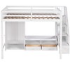 PAGED Full Size Loft Bed Simple Modern Pine Bed Frame with Desk, Shelves, Storage Stair and Guardrail for Bedroom - 3 of 4