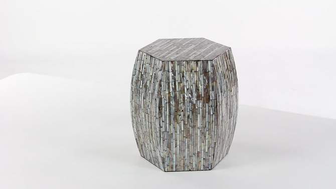 Wood and Shell Hexagon Accent Table - Olivia & May, 2 of 23, play video