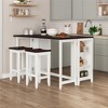 DHP Jorden 3-Piece Counter Height Drop-Leaf Dining Set, Walnut/White - 2 of 4