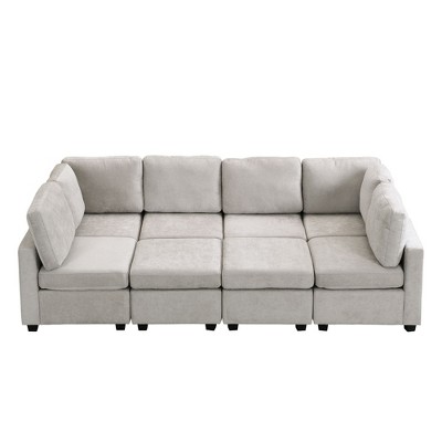NicBex Modern 103" Sofa Bed Chenille Convertible Sleeper Sofa with Movable Ottoman and USB Ports for Living Room