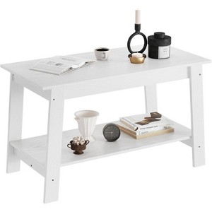 31.5" Modern Industrial Farmhouse Coffee Table with 2-Tier Storage, Black Rectangular MDF Table, Compact Durable Living Room & Office Table - 1 of 4