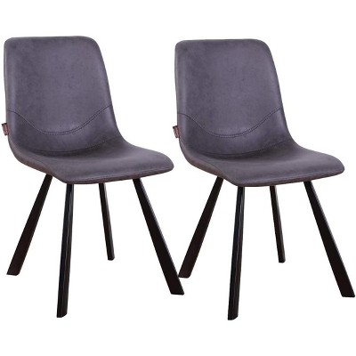 Hybition Suburban Sophistication Modern Leather Dining Chair with Metal Legs