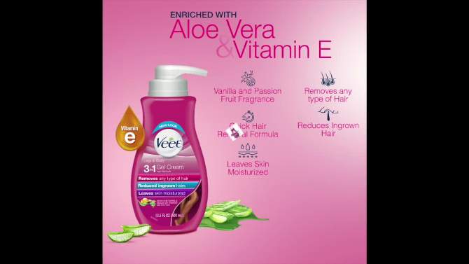 Veet Aloe Vera Legs & Body Hair Remover Gel Cream - 13.5 fl oz, 2 of 11, play video