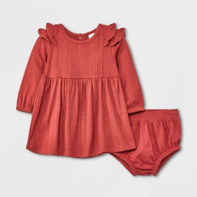 Image of Grayson Collective Baby Girls' Solid 2pc Top & Bottom Set - Red 0-3M