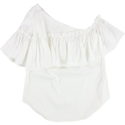 bar III Womens Ruffled One Shoulder Blouse