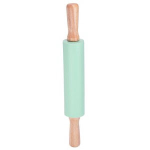 Unique Bargains Silicone Smooth Wooden Handle Non-Stick Kitchen Rolling Pin - 1 of 4