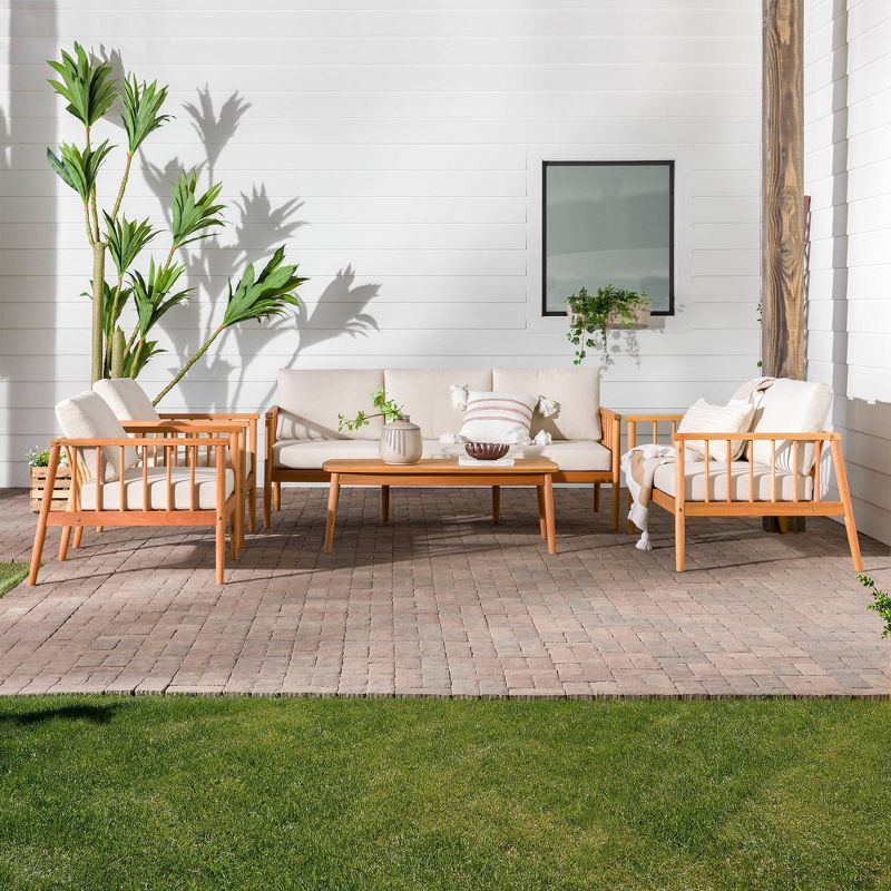 5pc Modern Boho Outdoor Eucalyptus Spindle Chat Set - Saracina Home
, 4 of 11
