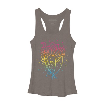 Design By CoolAnimalCo Humans Floral Pride Flag Boho Lotus By CoolAnimalCo Racerback Tank Top