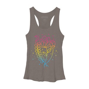 Design By CoolAnimalCo Humans Floral Pride Flag Boho Lotus By CoolAnimalCo Racerback Tank Top - 1 of 2