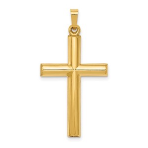 Black Bow Jewelry 14k Yellow Gold 2D Hollow Latin Cross Pendant - 1 of 4