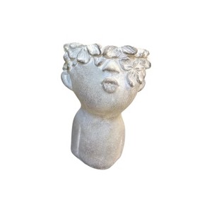 Slickblue Cute Pouting Girl Planter, Concrete Succulent Pot, 2 Design Options, Indoor Decorative Accent, 6"-6.5"W - 1 of 3