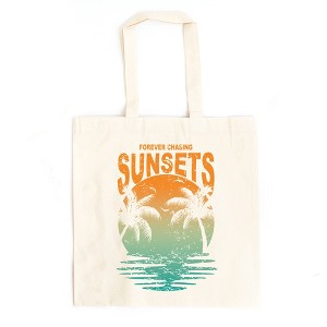 City Creek Prints Chasing Sunset Vintage Canvas Tote Bag - 15x16 - Natural - 1 of 2