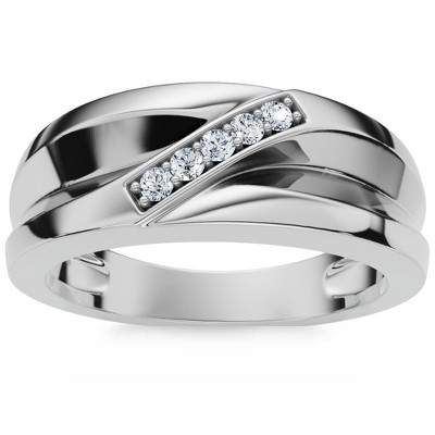 Pompeii3 Mens High Polished White Gold Diamond Anniversary Ring