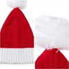 Joyfy Adult/kids Red Christmas Elf Santa Hat, Knit Christmas Beanie Hat with Pom Poms for Women, Men, Boys, Girls Party Dress Up - 3 of 4