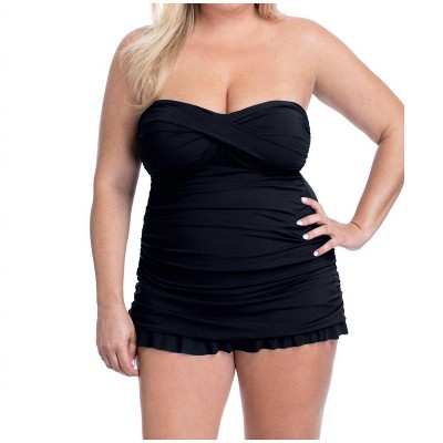 Women's Cross Over Bandeau Strapless Swimdress - Profile By Gottex