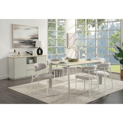 NicBex Dining Table 63" Modern Rectangular Wooden Dining Table Ceramic Top for Dining Room