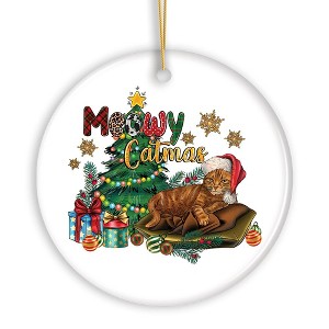 Meowy Catmas Orange Cat Christmas Ornament| OrnamentallyYou - 1 of 4