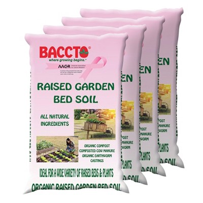 Michigan Peat Company 4 Pack BACCTO Raised Bed Soil with Organic Compost, Manure, & Earthworm Castings for All Plant Types, 1.5 Cubic Feet
