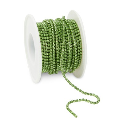 Bright Creations Green Rhinestone Ribbon Chain, Trim for Sewing, Jewelry Making (2mm, 10 Yards)