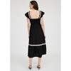 August Sky Women's Contrast Wavy Trim Smocked Midi Dress - 2 of 4