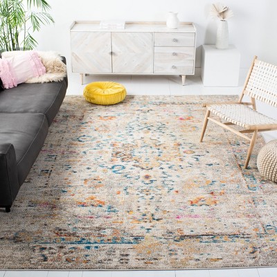 Gray and Gold Distressed Medallion 8' x 10' Area Rug