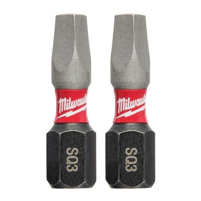 Milwaukee 48-32-4423 SHOCKWAVE Impact Square Recess #3 Insert Bits - 2 Pack