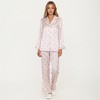 Anna-Kaci Lounge Women's 2-Piece Set Polka Dot Satin Button Front Pajama Top with Ruffle Trim and Matching Relaxed Fit Lounge Pants - 3 of 4