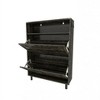 TIRAMISUBEST Dark Oak Farmhouse Shoe Cabinet with Barn Doors - Storage Organizer & Rolling File Cabinet for Home Entryway - 4 of 4