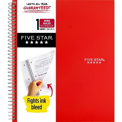 Five Star 1-Subject Notebooks 8" x 10.5" Wide Ruled 100 Sheets Each (05238/07635)