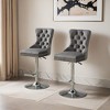 Thick Chrome Swivel Velvet Barstools,Adjustable 25-33"Height,Modern Upholstered with17.7" Base,Tufted Buttons&Diamond Pleating - Leovsnove - 2 of 4