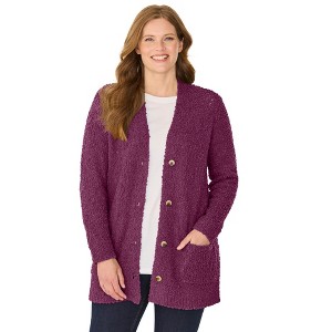 Woman Within Cozy Boucle Cardigan - 1 of 4