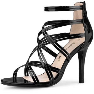 Allegra K Women's Open Toe Back Zip Strappy Stiletto Heel Lace-Up Sandals - 1 of 4
