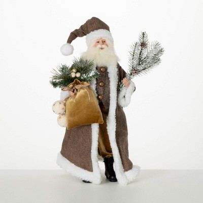 21"H Sullivans Christmas Rustic Gray Santa Figurine Indoor Christmas Decor