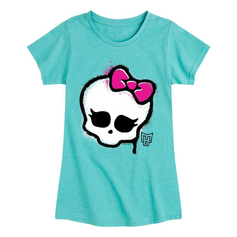 Girls' Monster High Skull Graffiti Logo Short Sleeve Graphic T-Shirt - Turquoise Blue, 1 of 2