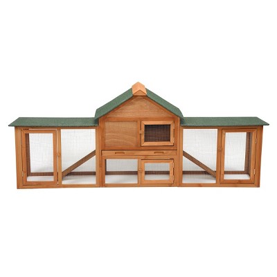 LAOTIES Large Wooden Rabbit Hutch for Indoor and Outdoor Use,Bunny Cage with Removable Tray,2 Ramps and Large Nesting Boxes
