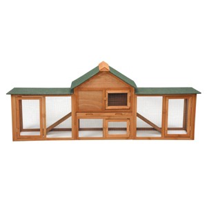 LAOTIES Large Wooden Rabbit Hutch for Indoor and Outdoor Use,Bunny Cage with Removable Tray,2 Ramps and Large Nesting Boxes - 1 of 4