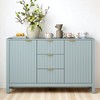 Modern Entryway Cabinet with Wave Design, 3 Drawers & Adjustable Shelves, Soft-Close Doors, Accent Storage Console for Hallway, Living Room - 2 of 4