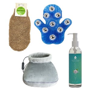 Weekend Wellness Bundle: Palm Massage Glove, Heated Foot Massager, Coconut Oil & Exfoliating Bath Glove - 1 of 4