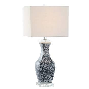 28" Ceramic/Crystal May Table Lamp (Includes LED Light Bulb) Blue - JONATHAN Y